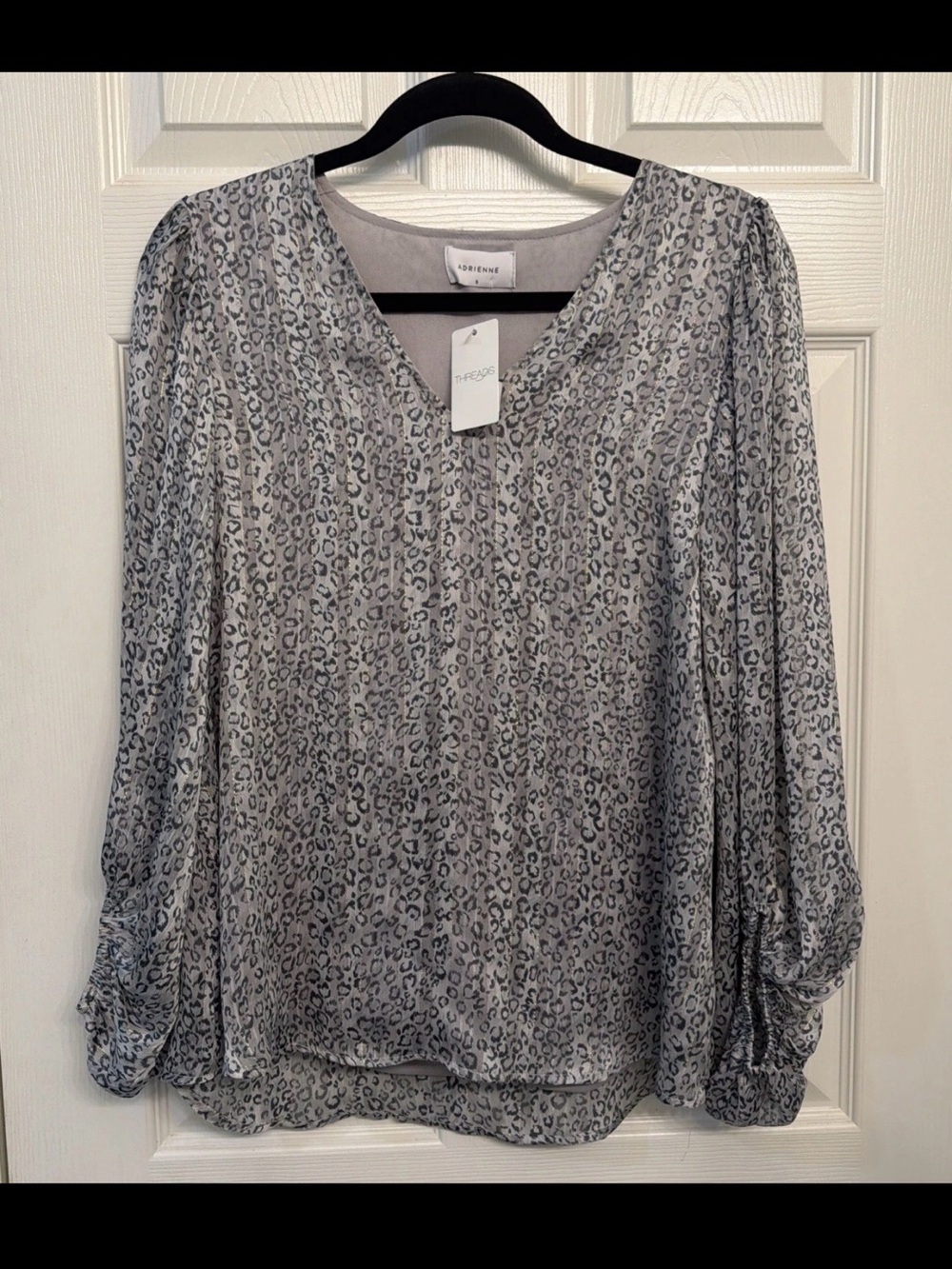 Adrienne Gray Leopard-Print V-Neck Blouse